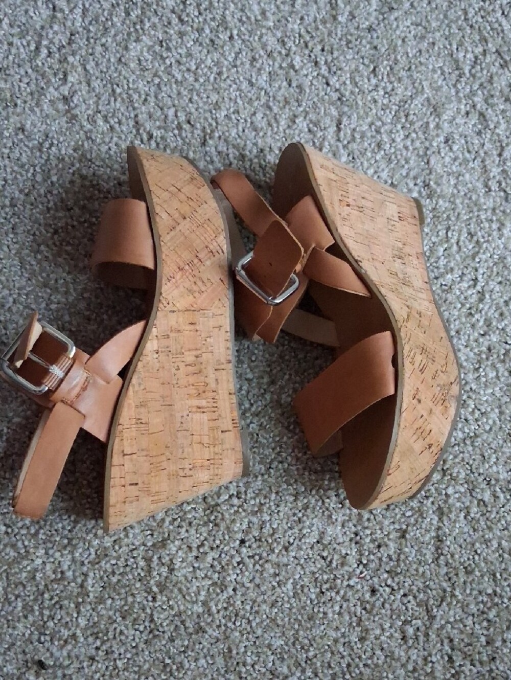 Marc Fisher Tan Leather Wedge Sandals